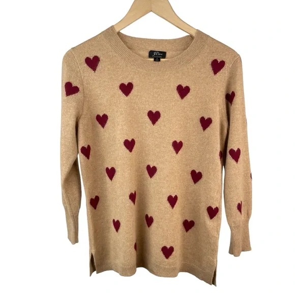 ❤️ Super cute JCrew 100% cashmere heart sweater ❤️ crewneck sz small - Picture 3 of 10